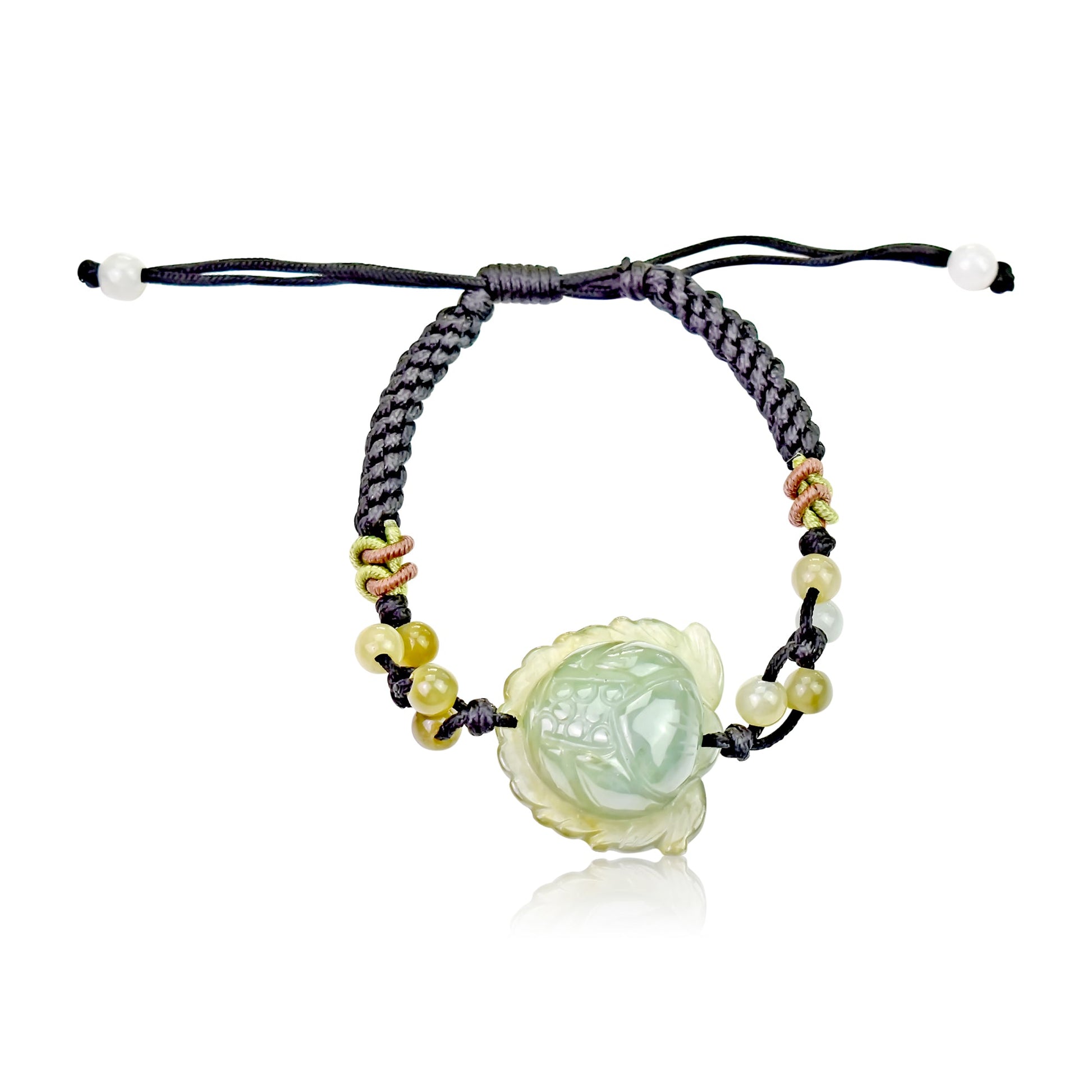 Jade Bracelet for July Birth Month Birthday Gift for Her Handmade Bracelet with Lotus Flower Bracelet For Birthday and AnniversaryBraceletsSerenity Jade