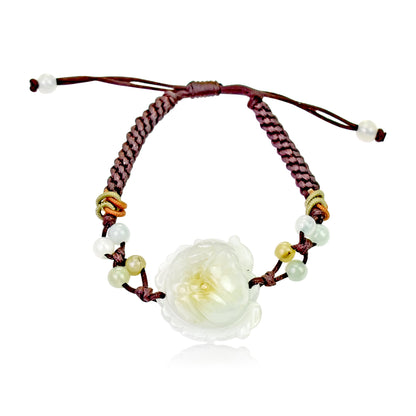 Lotus Jade Bracelet July Birth Flower Birthday Gift for Her Lotus Flower for Purity, Tranquility and Vitality