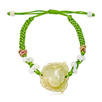 Lotus Jade Bracelet July Birth Flower Birthday Gift for Her Lotus Flower for Purity and Tranquility
