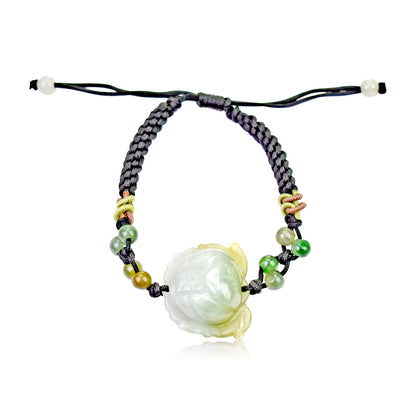 Lovely Lotus Jade Bracelet July Birth Flower Birthday Gift for Her Lotus Flower for Purity and Tranquility
