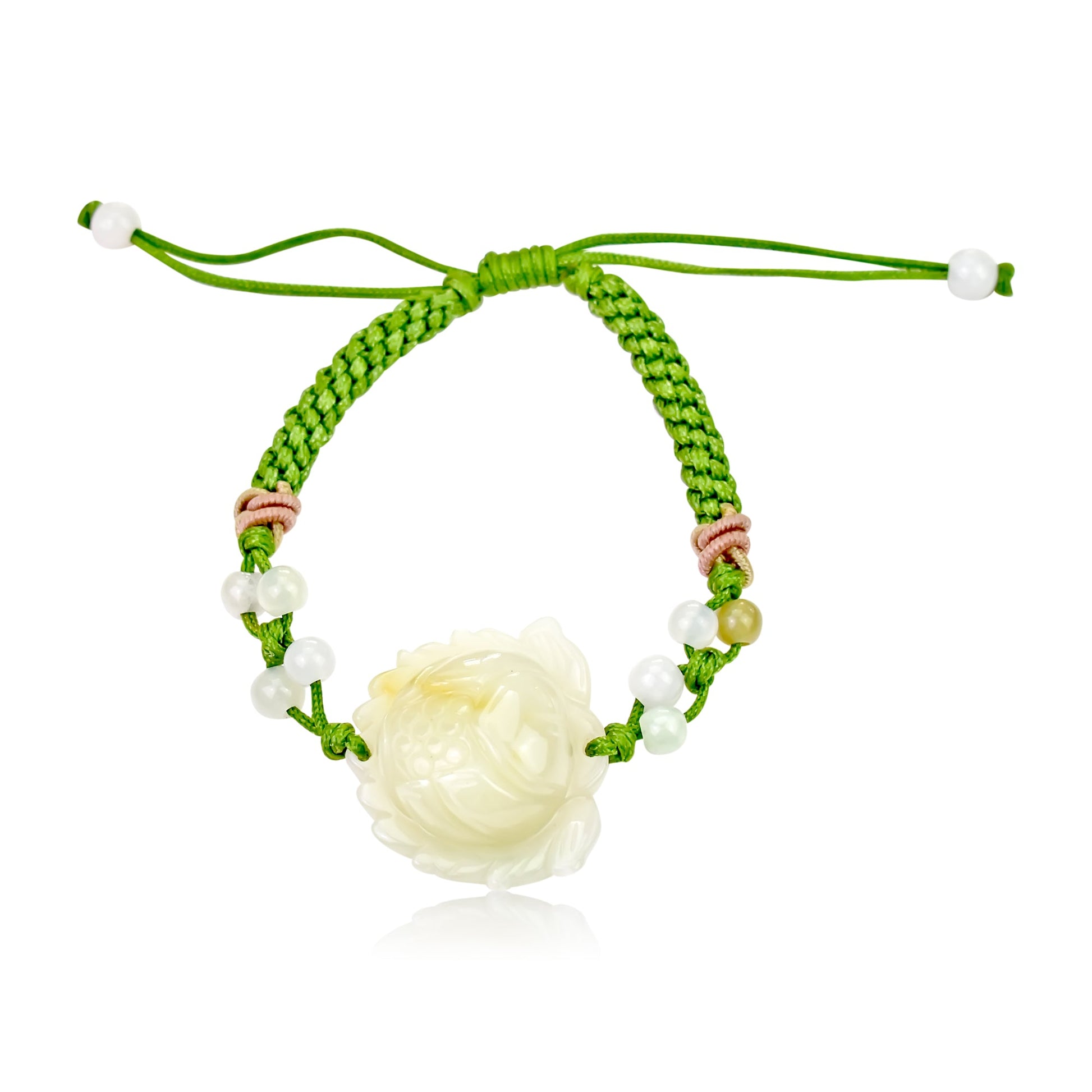 Jade Bracelet for July Birth Month Birthday Gift for Her Handmade Bracelet with Lotus Flower Bracelet For Birthday and AnniversaryBraceletsSerenity Jade