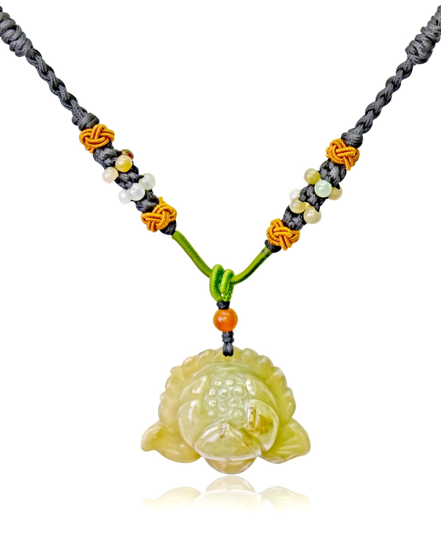 Jade Necklace Lotus Flower Pendant for July Birth Flower Necklace Handmade Jewelry Gift For Mothers Day Flower Shaped Necklace Lotus Flower For Purity, and Spiritual EnlightenmentNecklacesSerenity Jade