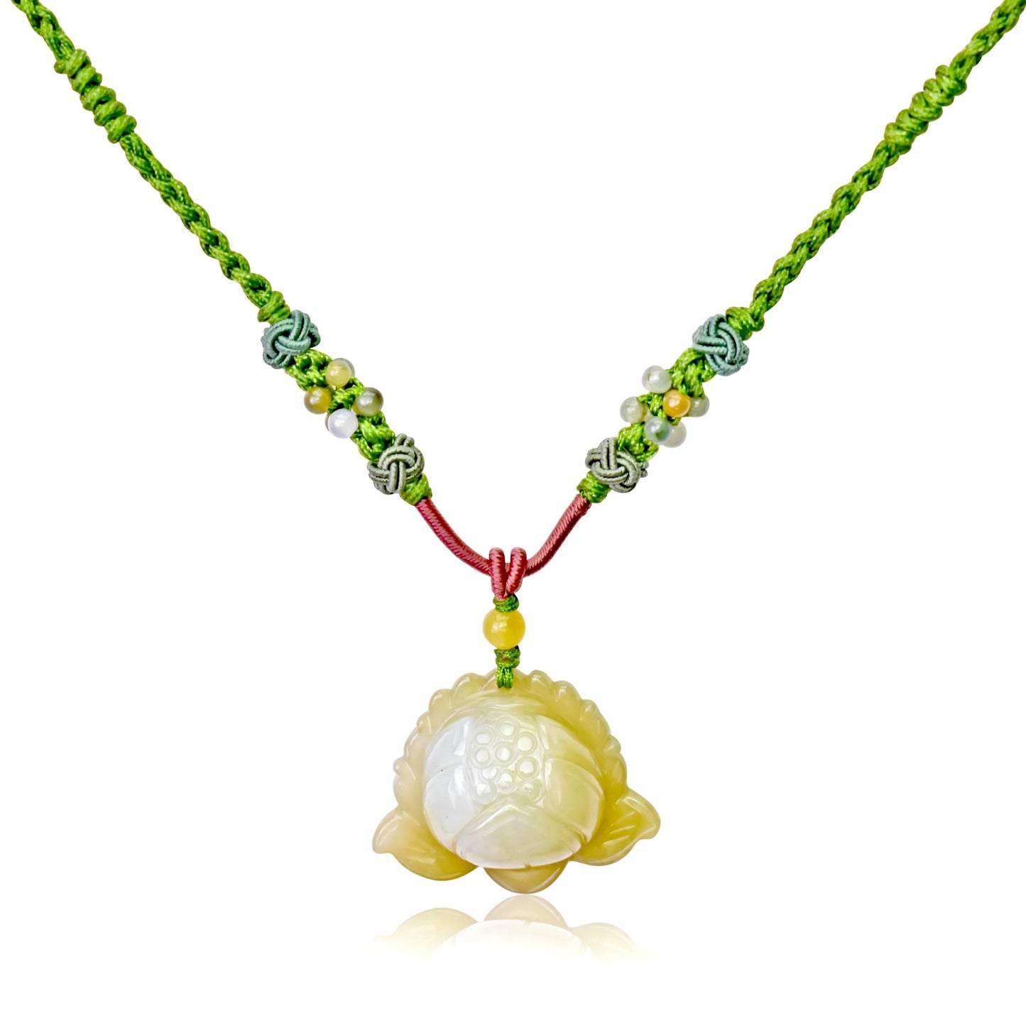 Jade Necklace Lotus Flower Pendant for July Birth Flower Necklace Handmade Jewelry Gift For Mothers Day Flower Shaped Necklace Lotus Flower For Purity, and Spiritual EnlightenmentNecklacesSerenity Jade