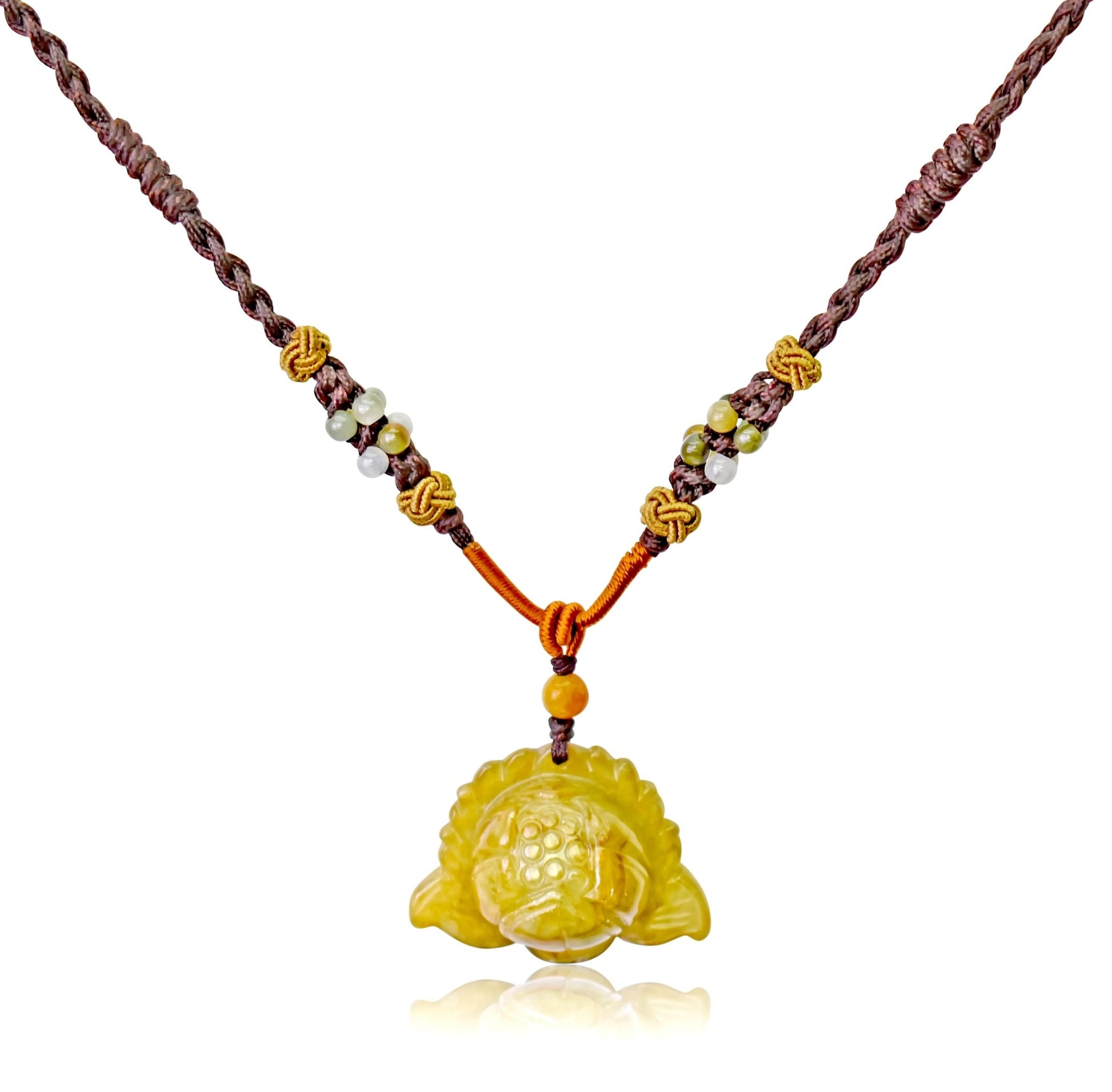 Jade Necklace Lotus Flower Pendant for July Birth Flower Necklace Handmade Jewelry Gift For Mothers Day Flower Shaped Necklace Lotus Flower For Purity, and Spiritual EnlightenmentNecklacesSerenity Jade