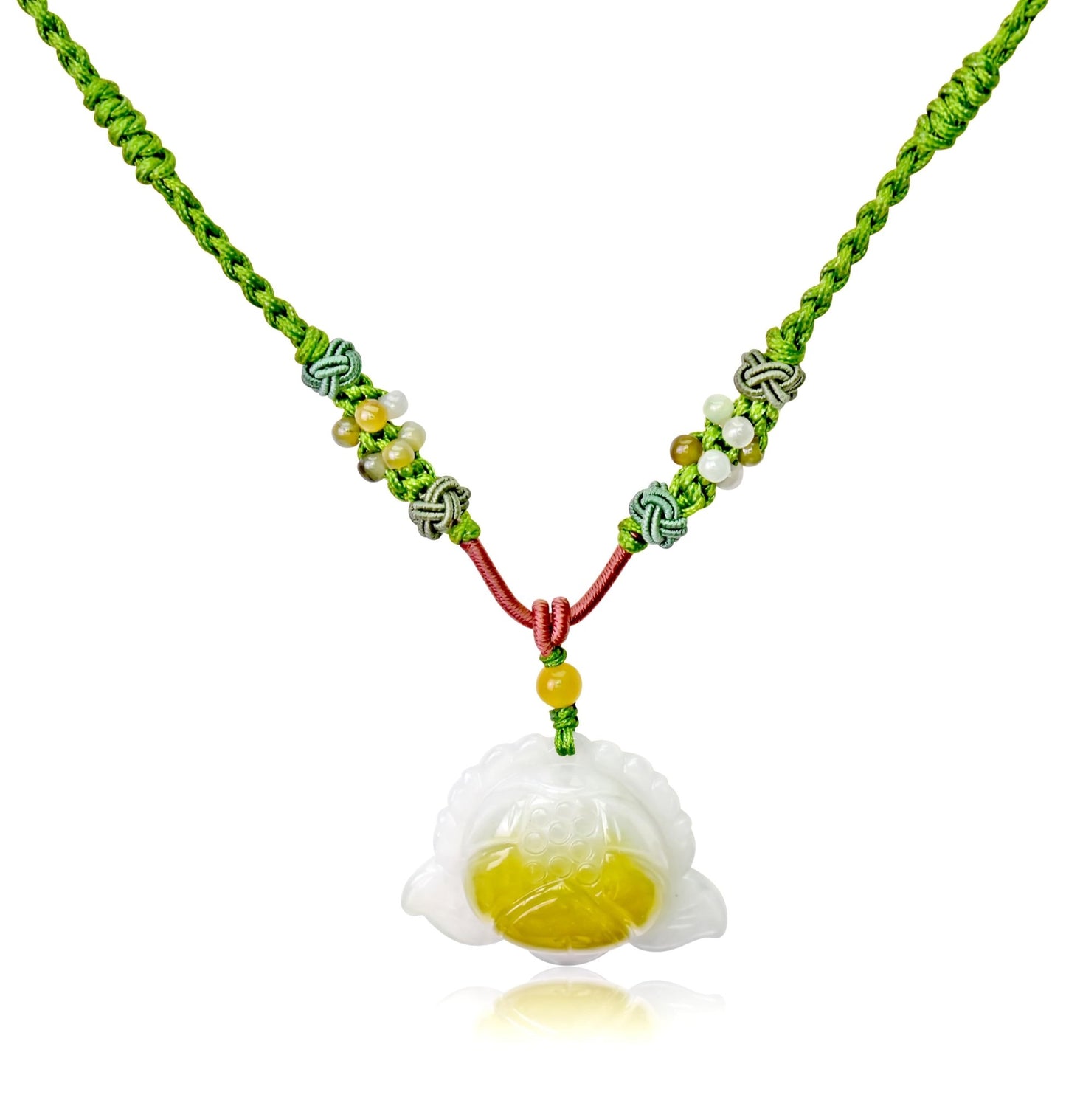 Jade Necklace Lotus Flower Pendant for July Birth Flower Necklace Handmade Jewelry Gift For Mothers Day Flower Shaped Necklace Lotus Flower For Purity, and Spiritual EnlightenmentNecklacesSerenity Jade