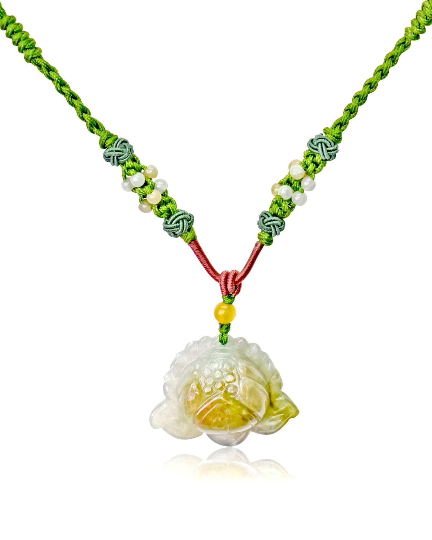 Jade Necklace Lotus Flower Pendant for July Birth Flower Necklace Handmade Jewelry Gift For Mothers Day Flower Shaped Necklace Lotus Flower For Purity, and Spiritual EnlightenmentNecklacesSerenity Jade