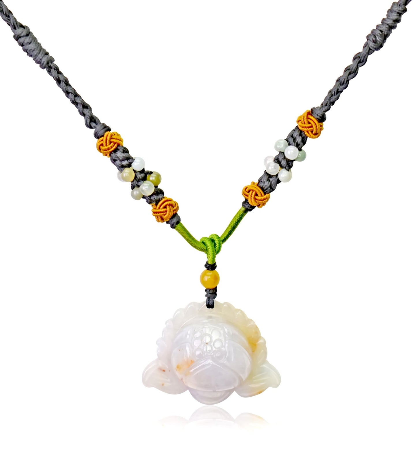Jade Necklace Lotus Flower Pendant for July Birth Flower Necklace Handmade Jewelry Gift For Mothers Day Flower Shaped Necklace Lotus Flower For Purity, and Spiritual EnlightenmentNecklacesSerenity Jade