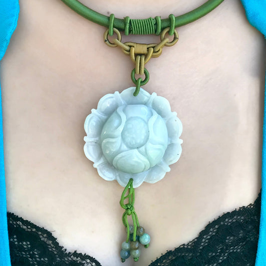 Women Large Floral Necklace a Lotus Necklace Pendant for Her Lotus Flower Pendant Anniversary Gift