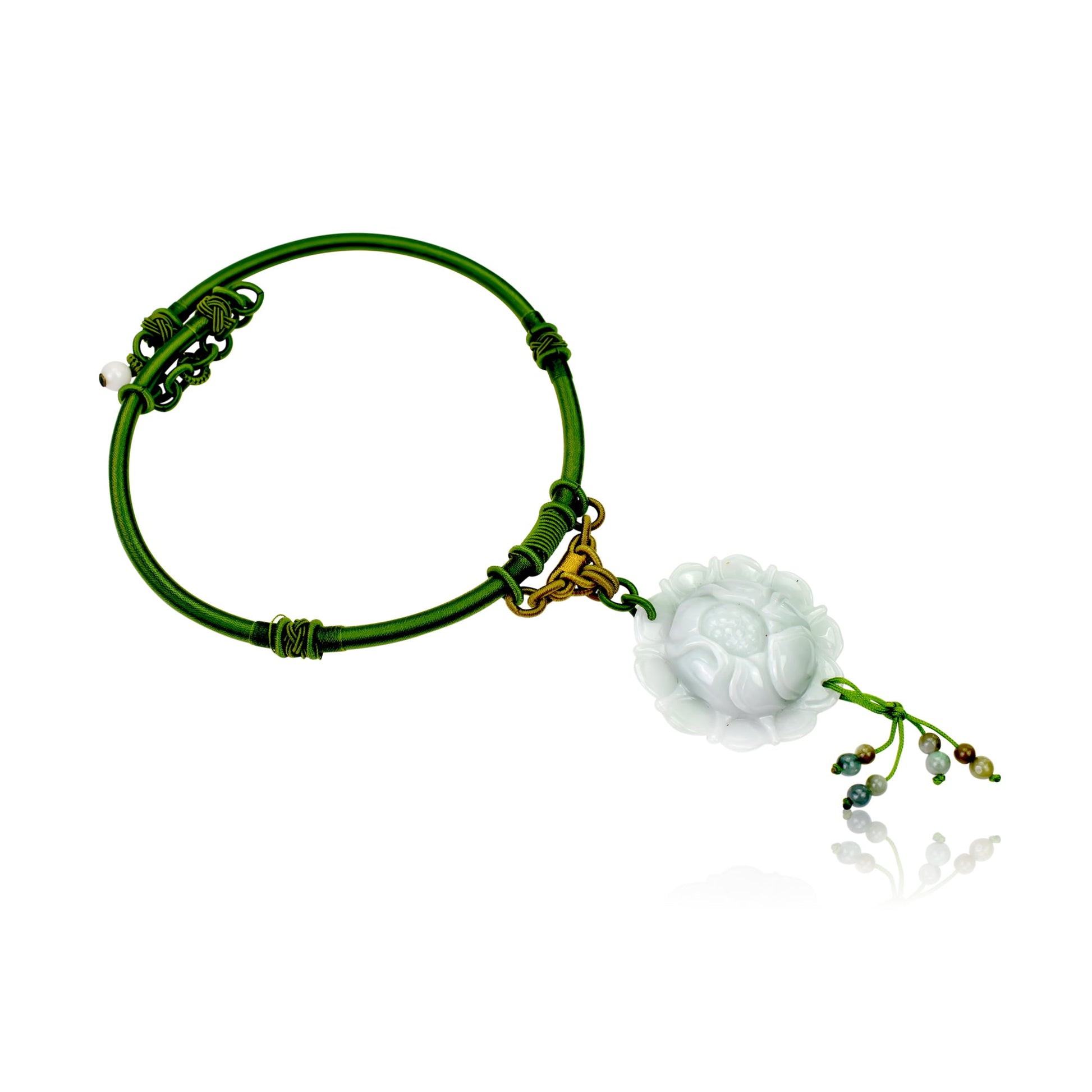 Large Floral Necklace Handmade Jewelry for Mom Lotus Necklace Pendant for Women Jade Necklace for July Birthday Gift Handmade Necklace for HerNecklacesSerenity Jade