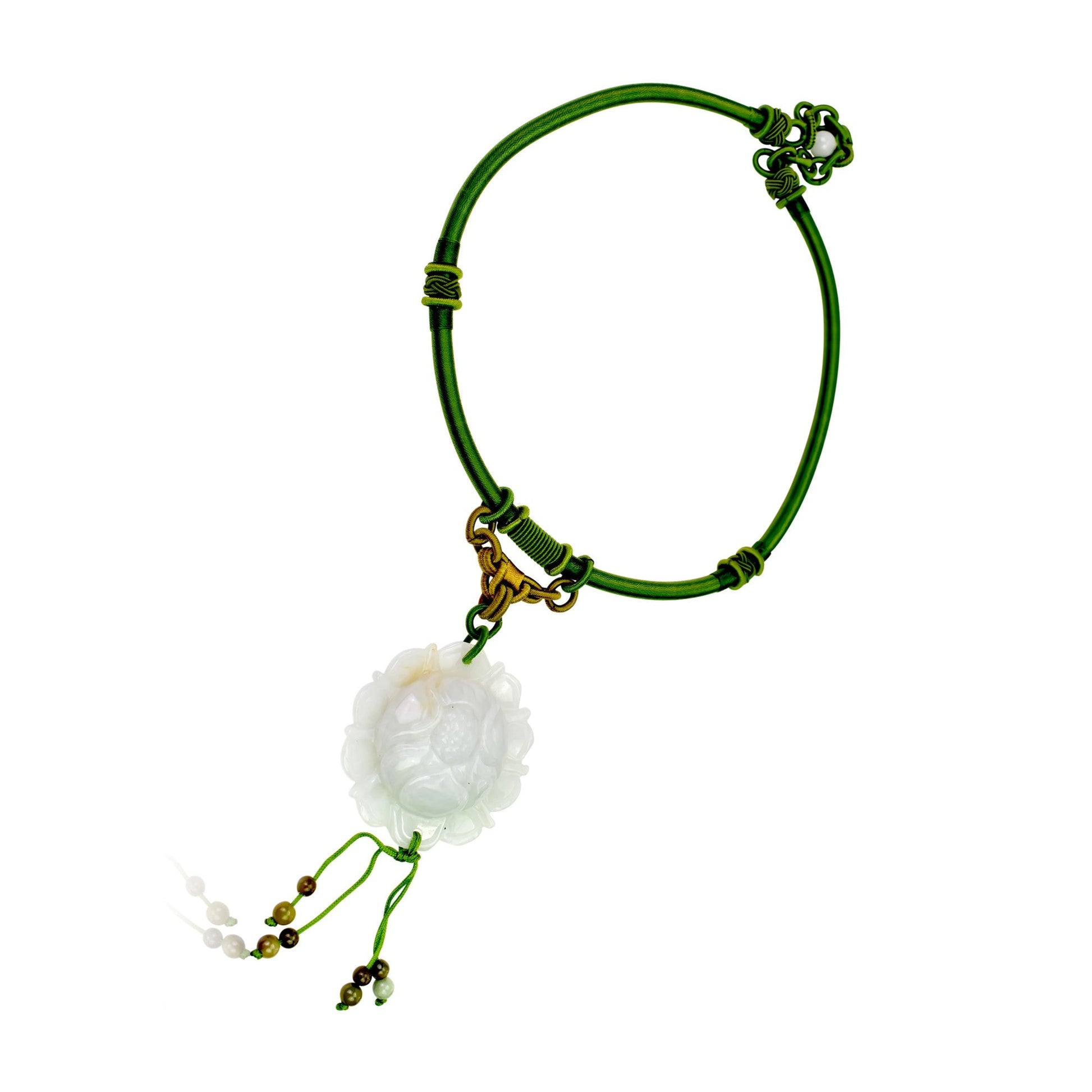 Large Floral Necklace Handmade Jewelry for Mom Lotus Necklace Pendant for Women Jade Necklace for July Birthday Gift Handmade Necklace for HerNecklacesSerenity Jade