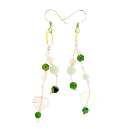 Crystal Heart Earrings a Tassel Earrings With Beads For Women Pink Statement Earrings for Love and Lasting Happiness