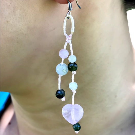 Enchanting Crystal Heart Earrings a Tassel Earrings With Beads For Her Pink Statement Earrings for Love and Lasting Happiness