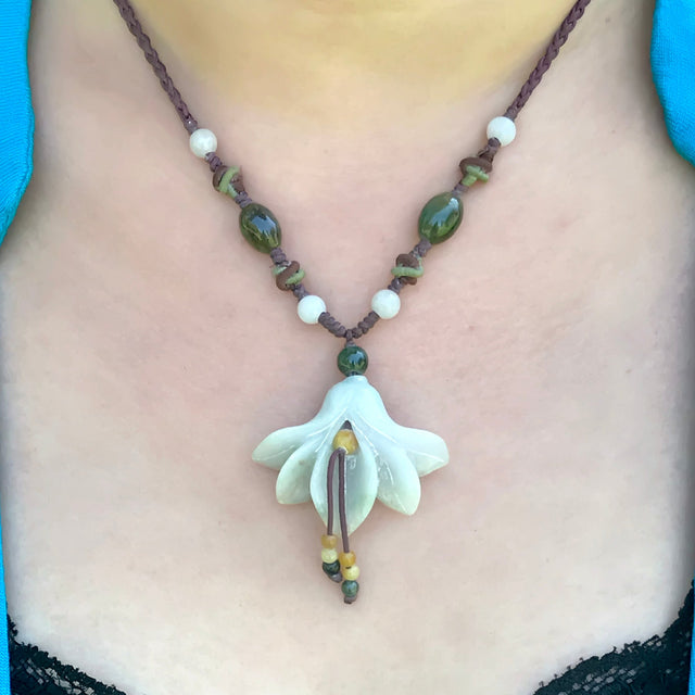 Look Irresistible with a Flower Handmade Jade Necklace PendantNecklacesSerenity Jade