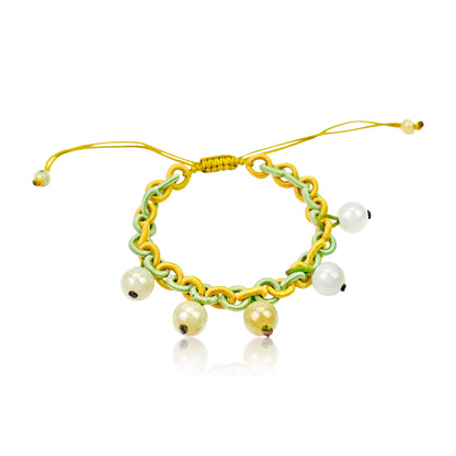 Chain Link Bracelet with Beads of Jade a Genuine Jade Bead Bracelet Spiritual Birthday Gift for Her