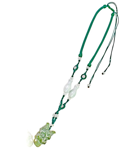 Handcrafted Artisan Jade Mask Handcrafted Necklace for Unisex Opera Mask for Luck and Inner Power Elegant Birthday Gift