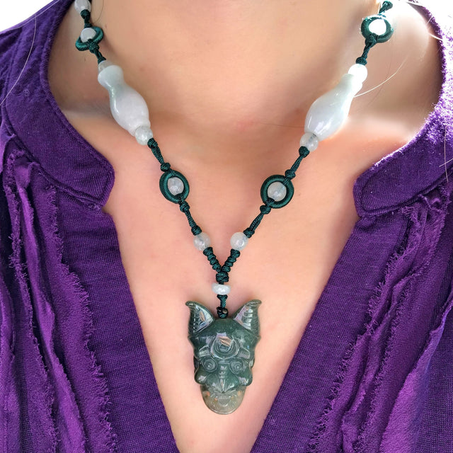 Make a Bold Entrance with the Opera Mask Jade Pendant NecklaceNecklacesSerenity Jade