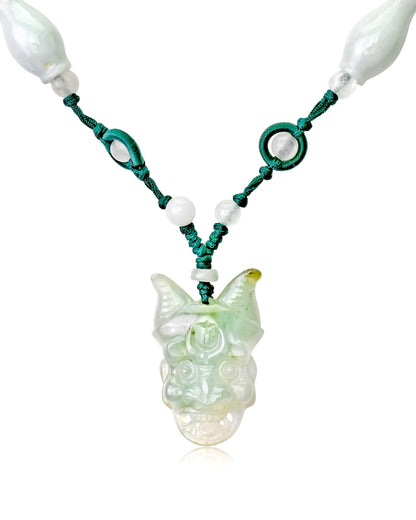 Men Artisan Jade Mask Handcrafted Necklace for Him Opera Mask for Luck and Inner Power Elegant Birthday or Father’s Day Gift