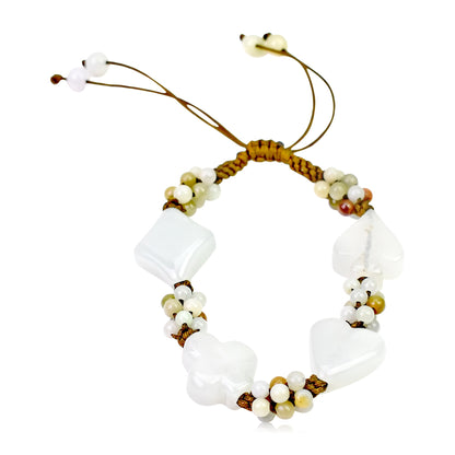White Jade Lucky Clover Bracelets A Lucky Bracelet for Women Good Luck Charm Bracelet Birthday Gift for Wealth