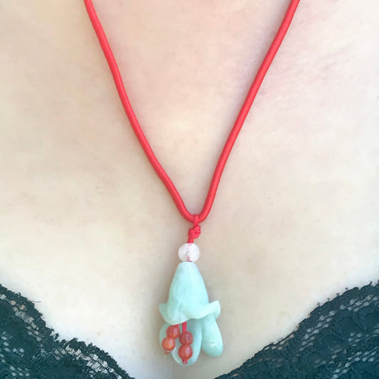 Women Spotted Bellflowers a Flower Stone Necklace for Her Handmade Jewelry Mother's Day Gift for Calmness and Inner Peace