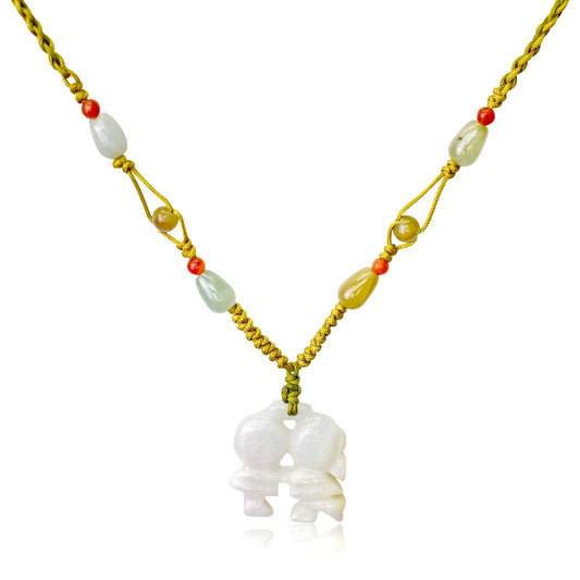 White Jade Cute Doll Necklace a Relationship Necklaces a Custom Couple Necklaces Valentine's Day Love Gift