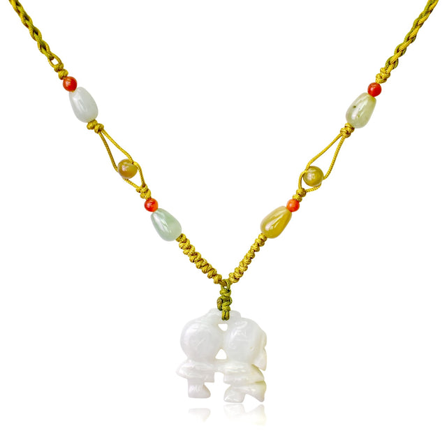 White Jade Cute Doll Necklace a Relationship Necklaces a Custom Couple Necklaces Valentine's Day Love Gift