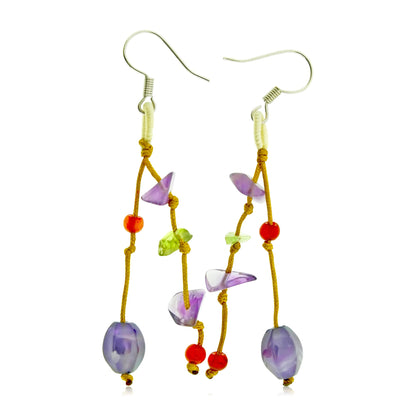 Amethyst Beads Earrings A Gemstone Drop For Women Amethyst Drop Earrings Anniversary Gift Love And Connection