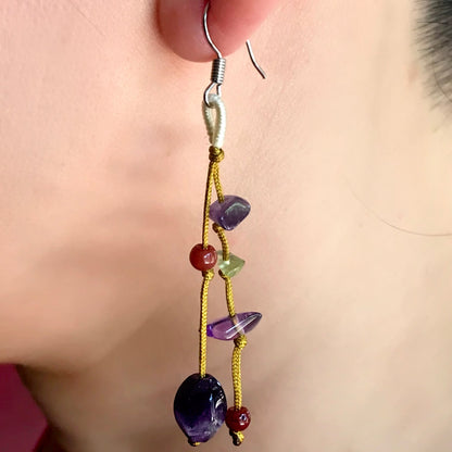 Women Amethyst Beads Earrings A Gemstone Drop For Her Amethyst Drop Earrings Anniversary Gift Love And Connection