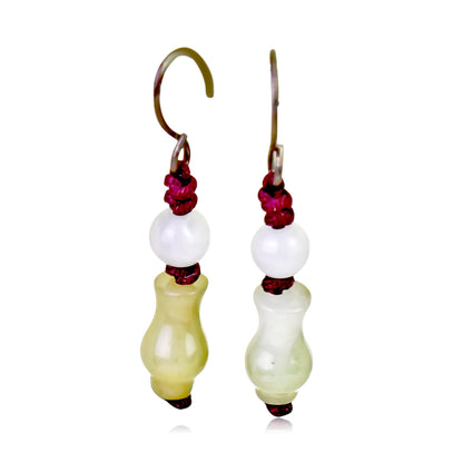 Vase Jewelry Jade Stone Earrings Artistic Handcrafted Earrings For Purity And Grace Anniversary Gift