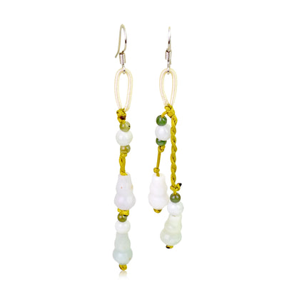 White Jade Vase Handmade Dangle Earrings With Jade For Women Calm Beauty Thoughtful Anniversary Gift