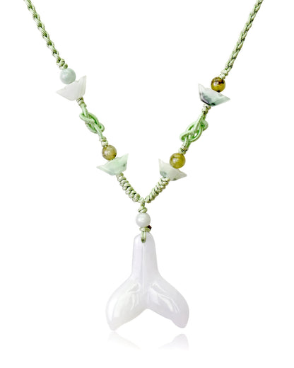 White Jade Whale Tail Necklace Custom Handmade Jewelry For Her Whale Tail Pendant Soulful Mother’s Day Gift