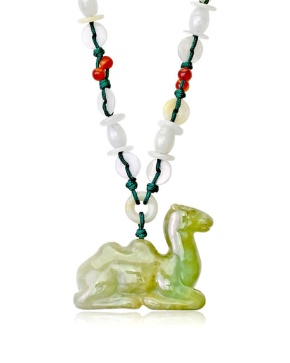 Jade Camel Jewelry Animal Pendant Necklace Symbol of Survival and Endurance Milestone Gift