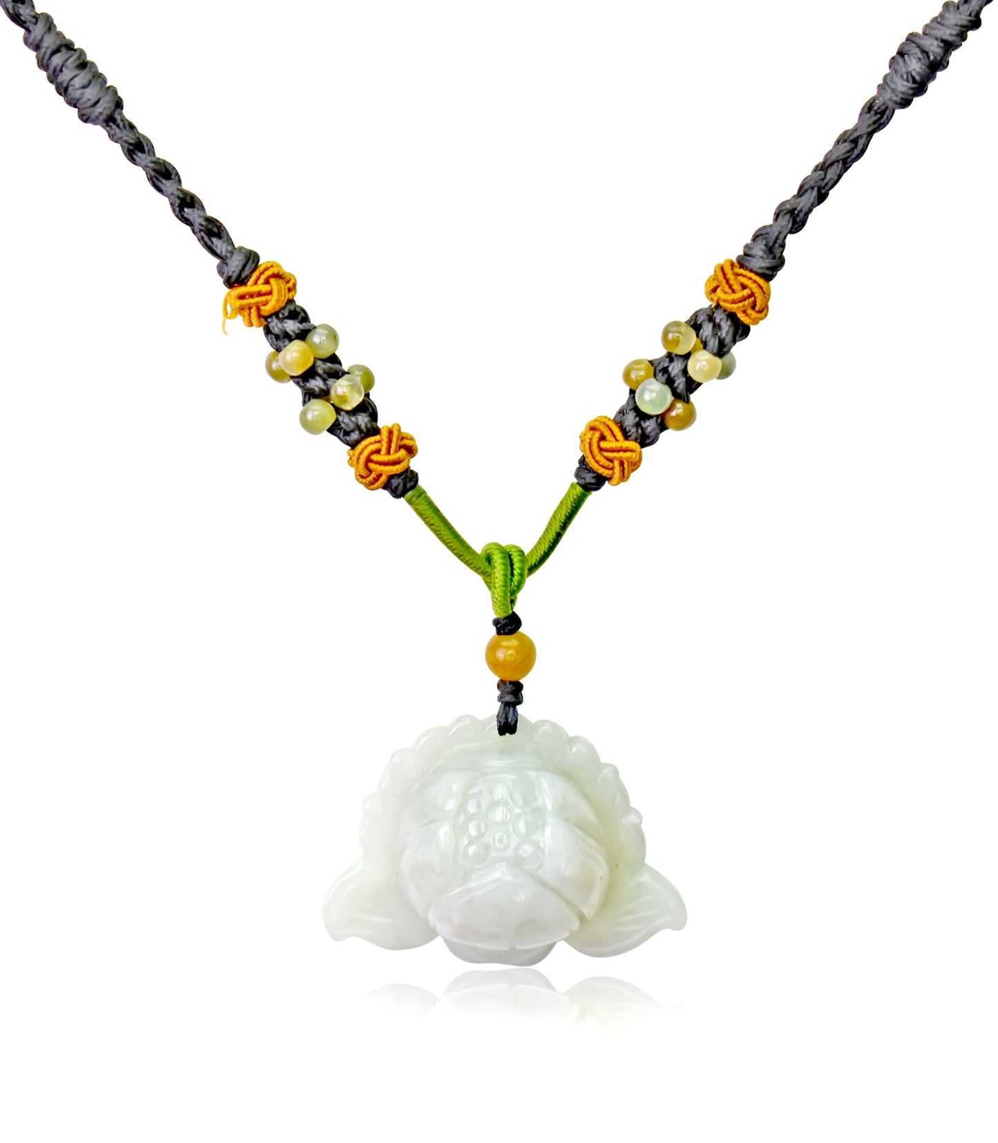 Necklace Lotus Flower Gift for Friend Handmade Jewelry Jade Pendant Lotus Birthstone Necklace for Birthday Gift Lotus Flower Pendant Necklace For Spiritual PracticeNecklacesSerenity Jade