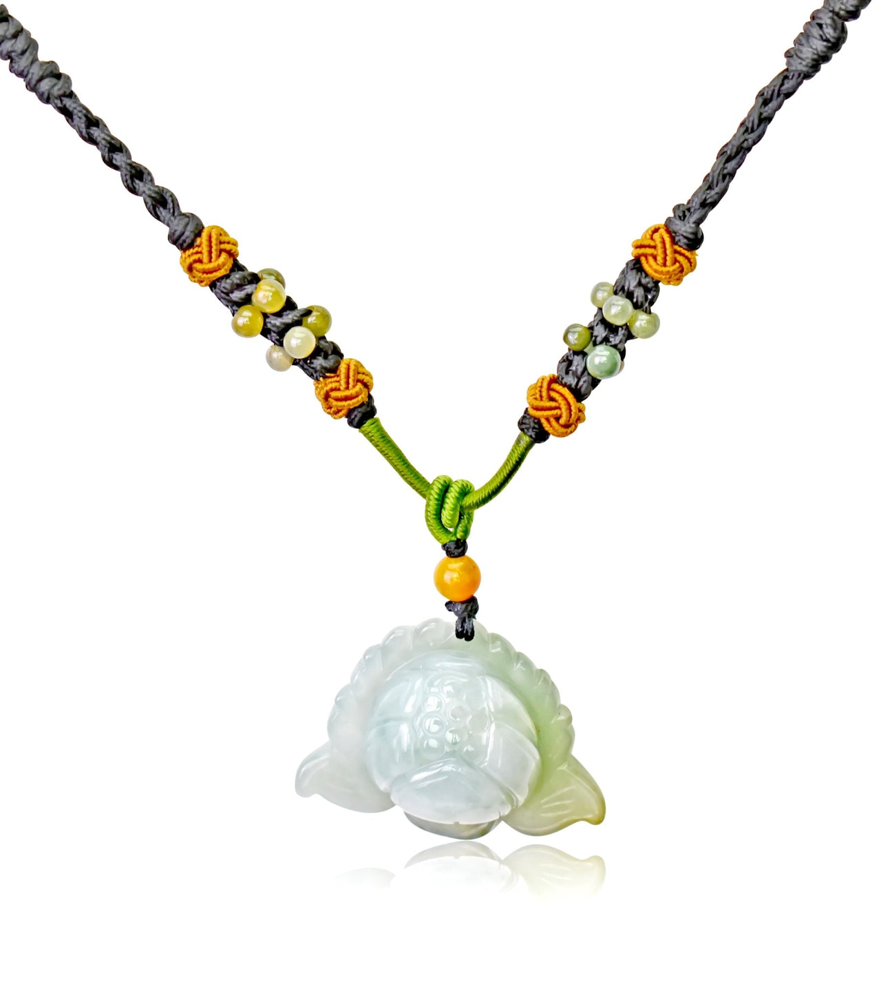 Necklace Lotus Flower Gift for Friend Handmade Jewelry Jade Pendant Lotus Birthstone Necklace for Birthday Gift Lotus Flower Pendant Necklace For Spiritual PracticeNecklacesSerenity Jade