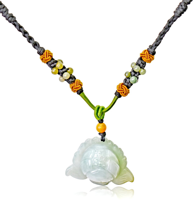 Necklace Lotus Flower Gift for Friend Handmade Jewelry Jade Pendant Lotus Birthstone Necklace for Birthday Gift Lotus Flower Pendant Necklace For Spiritual PracticeNecklacesSerenity Jade