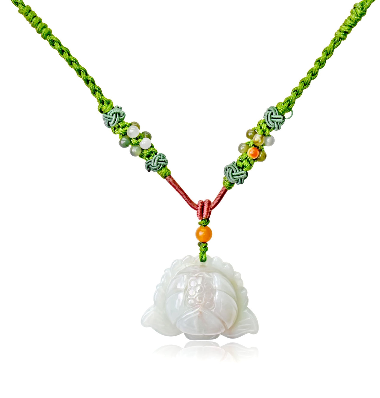 Necklace Lotus Flower Gift for Friend Handmade Jewelry Jade Pendant Lotus Birthstone Necklace for Birthday Gift Lotus Flower Pendant Necklace For Spiritual PracticeNecklacesSerenity Jade