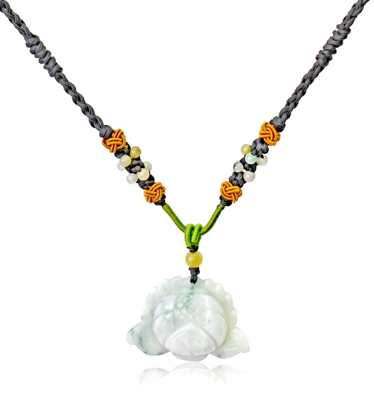 Necklace Lotus Flower Gift for Friend Handmade Jewelry Jade Pendant Lotus Birthstone Necklace for Birthday Gift Lotus Flower Pendant Necklace For Spiritual PracticeNecklacesSerenity Jade