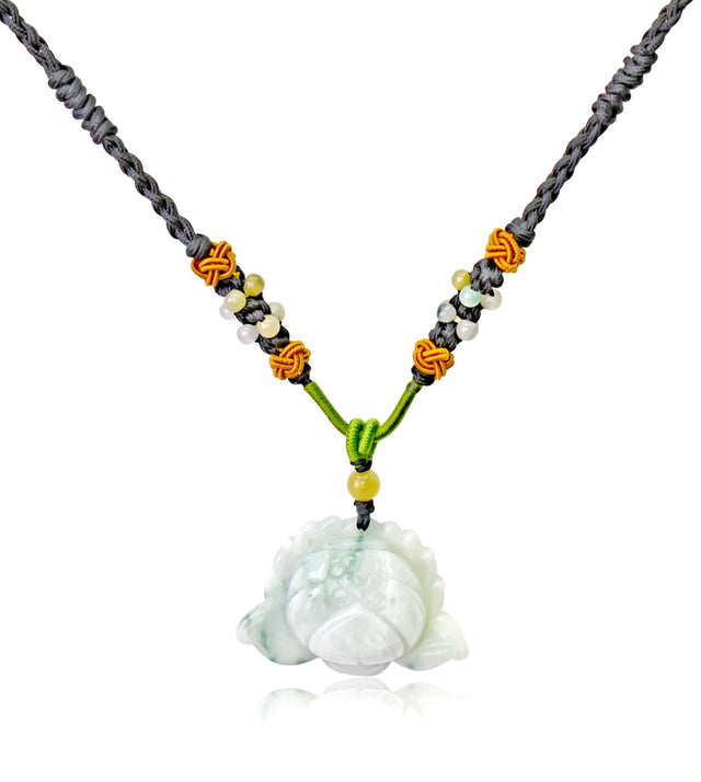 Necklace Lotus Flower Gift for Friend Handmade Jewelry Jade Pendant Lotus Birthstone Necklace for Birthday Gift Lotus Flower Pendant Necklace For Spiritual PracticeNecklacesSerenity Jade