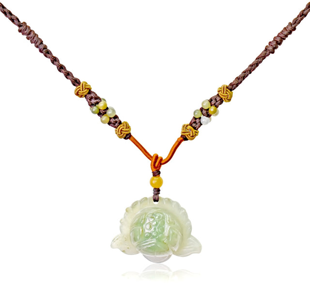 Necklace Lotus Flower Gift for Friend Handmade Jewelry Jade Pendant Lotus Birthstone Necklace for Birthday Gift Lotus Flower Pendant Necklace For Spiritual PracticeNecklacesSerenity Jade