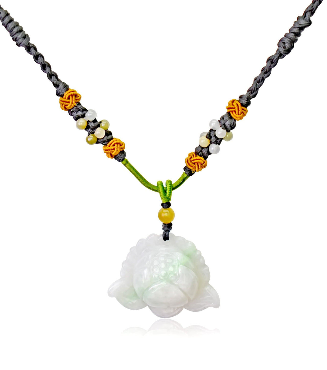 Necklace Lotus Flower Gift for Friend Handmade Jewelry Jade Pendant Lotus Birthstone Necklace for Birthday Gift Lotus Flower Pendant Necklace For Spiritual PracticeNecklacesSerenity Jade