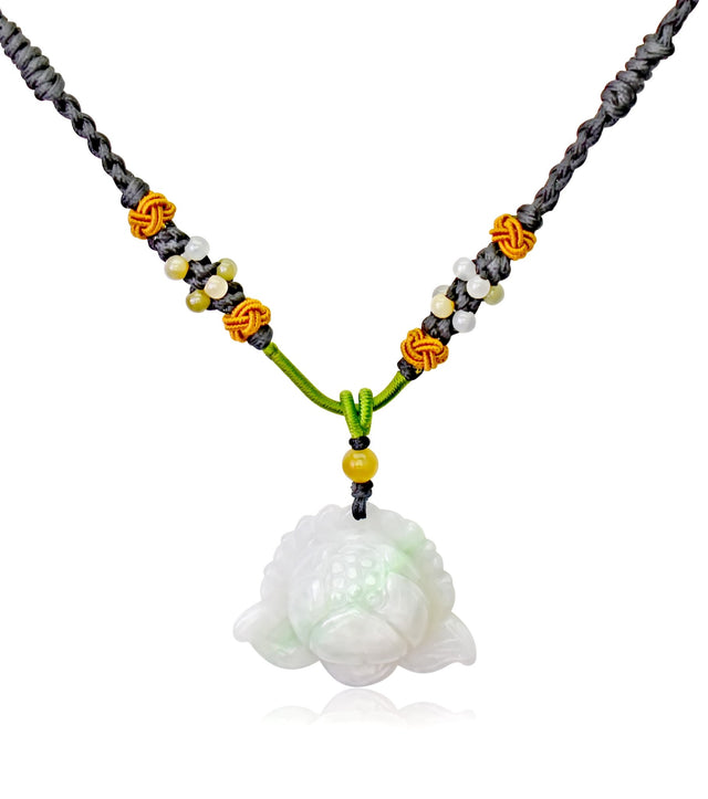 Necklace Lotus Flower Gift for Friend Handmade Jewelry Jade Pendant Lotus Birthstone Necklace for Birthday Gift Lotus Flower Pendant Necklace For Spiritual PracticeNecklacesSerenity Jade