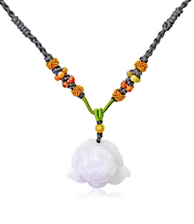 Necklace Lotus Flower Gift for Friend Handmade Jewelry Jade Pendant Lotus Birthstone Necklace for Birthday Gift Lotus Flower Pendant Necklace For Spiritual PracticeNecklacesSerenity Jade