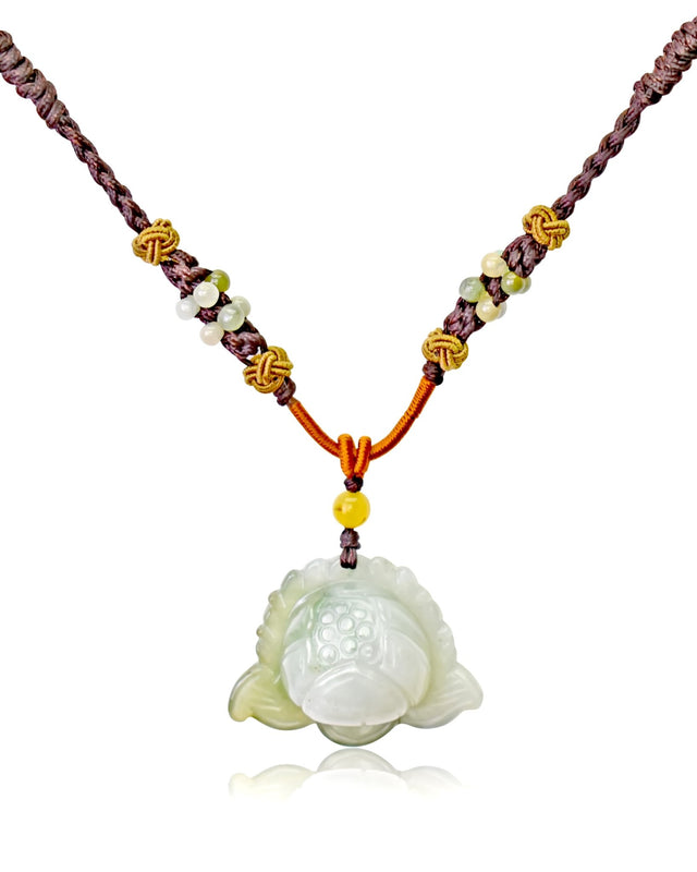 Necklace Lotus Flower Gift for Friend Handmade Jewelry Jade Pendant Lotus Birthstone Necklace for Birthday Gift Lotus Flower Pendant Necklace For Spiritual PracticeNecklacesSerenity Jade