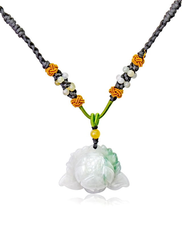 Necklace Lotus Flower Gift for Friend Handmade Jewelry Jade Pendant Lotus Birthstone Necklace for Birthday Gift Lotus Flower Pendant Necklace For Spiritual PracticeNecklacesSerenity Jade