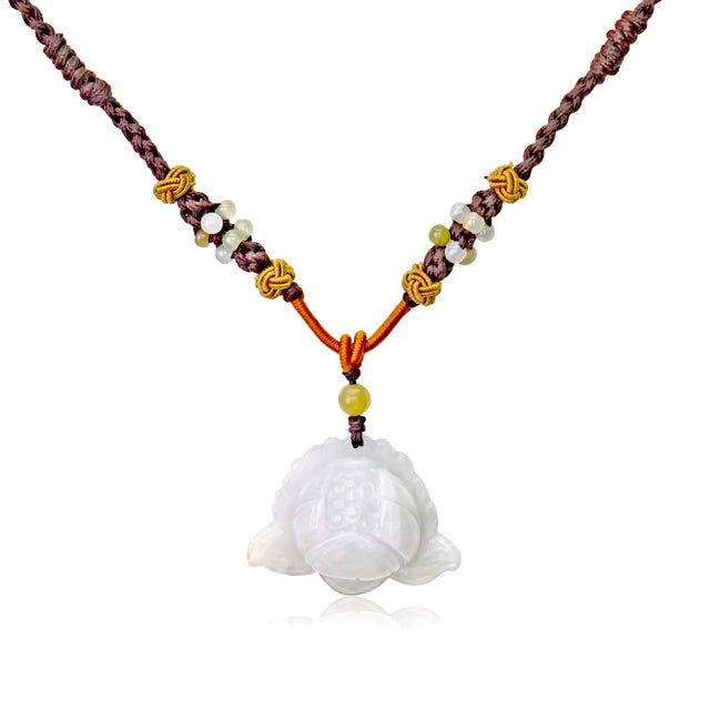 Necklace Lotus Flower Gift for Friend Handmade Jewelry Jade Pendant Lotus Birthstone Necklace for Birthday Gift Lotus Flower Pendant Necklace For Spiritual PracticeNecklacesSerenity Jade