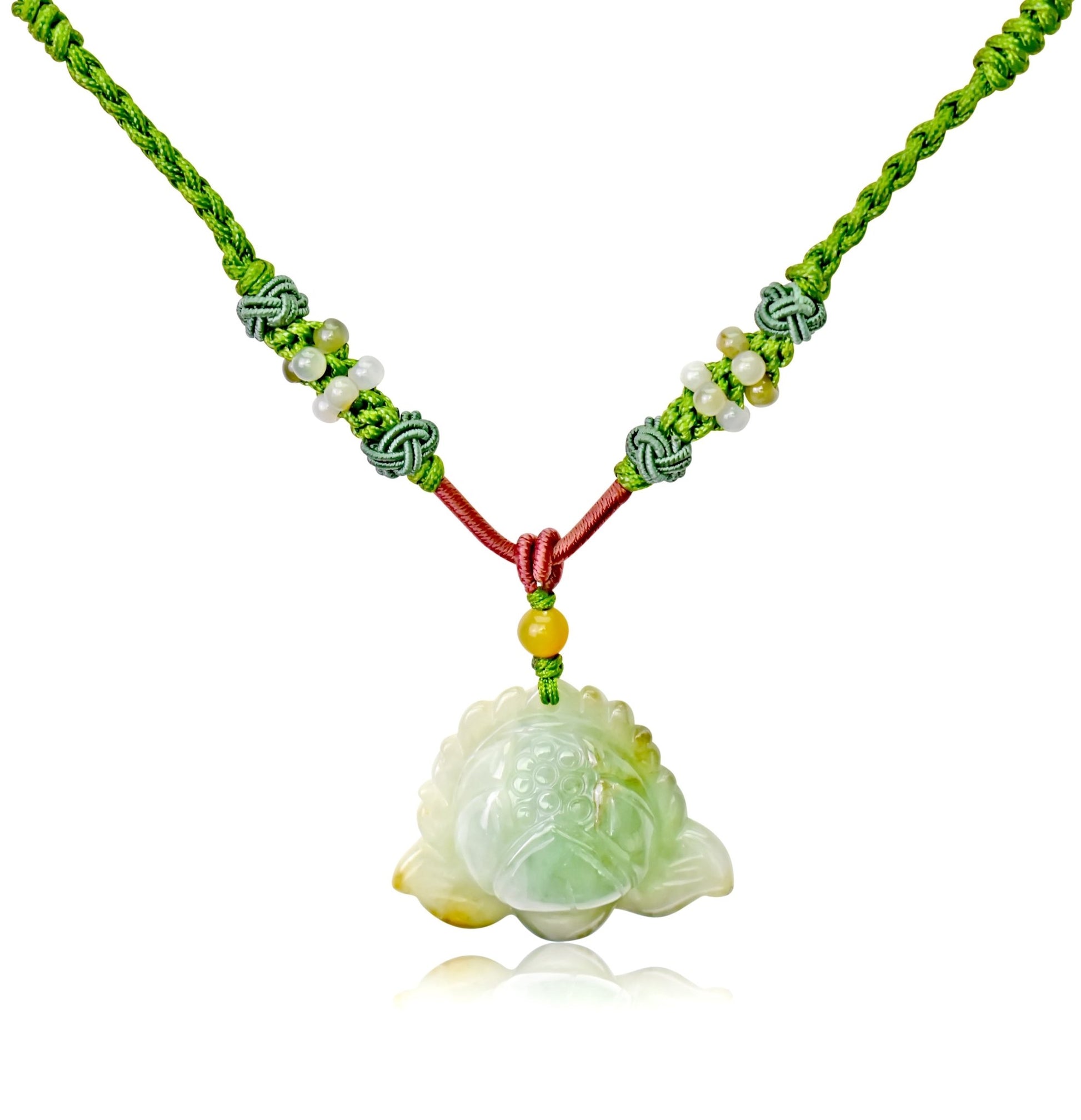 Necklace Lotus Flower Gift for Friend Handmade Jewelry Jade Pendant Lotus Birthstone Necklace for Birthday Gift Lotus Flower Pendant Necklace For Spiritual PracticeNecklacesSerenity Jade