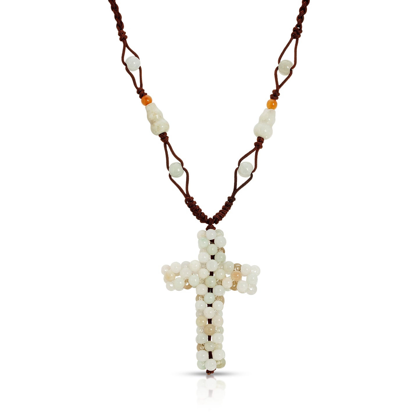 Add Meaning to Your Look with a Hundred Jade Beads Cross Necklace