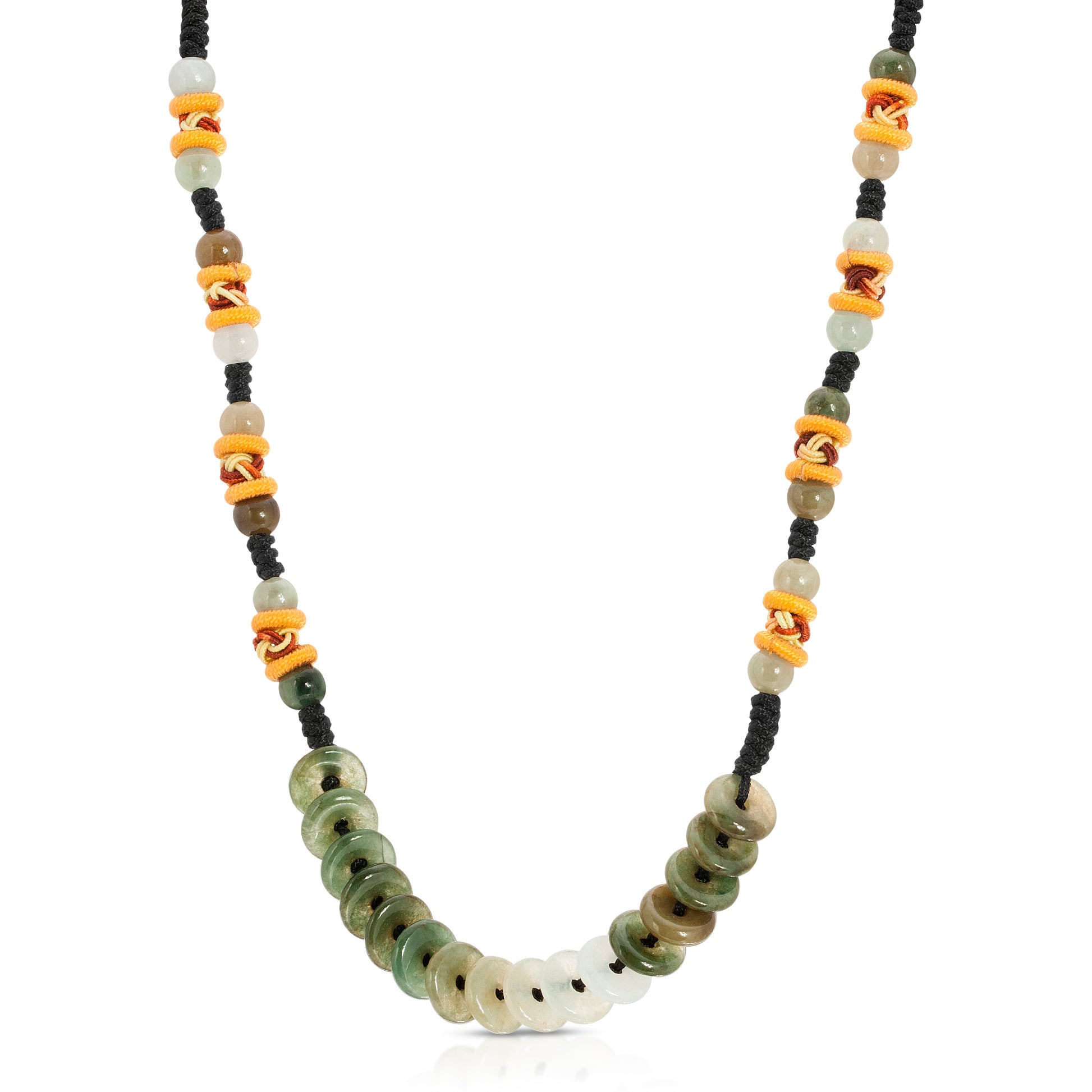 Represent the Endless Cycles of Life with PI Jade Necklace made with Black Cord