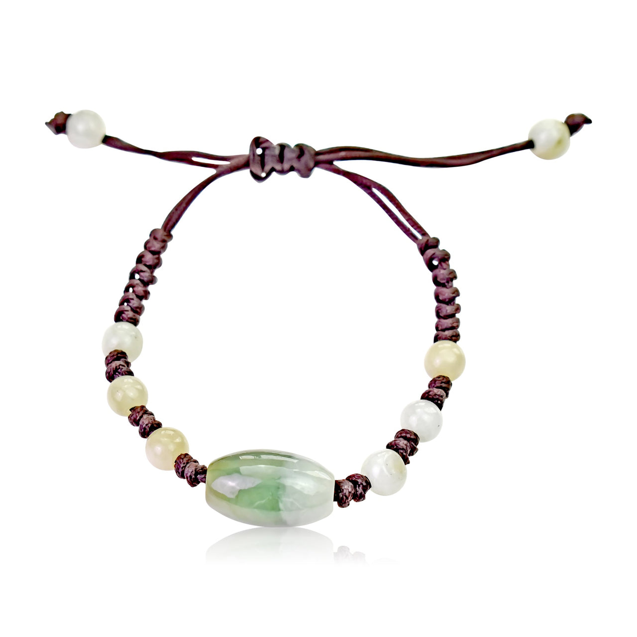 Oblong Bead Jade Adjustable Bracelet - Wisdom, Nobility, and Protection jade jewelry genuineBraceletsSerenity Jade