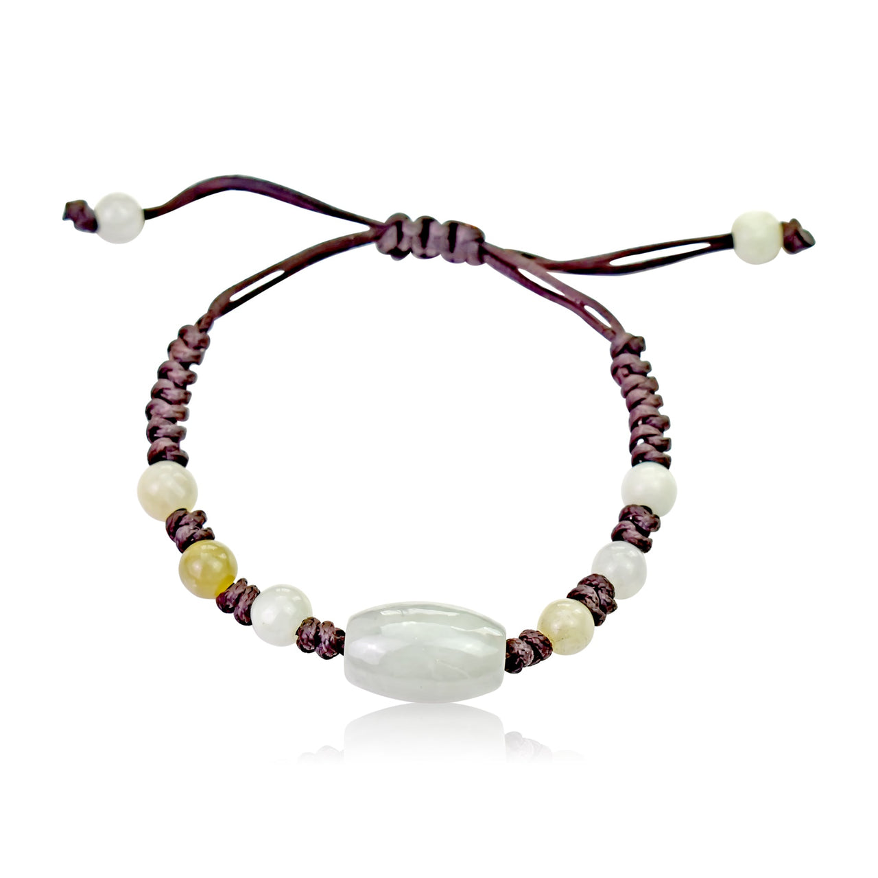 Oblong Bead Jade Adjustable Bracelet - Wisdom, Nobility, and Protection jade jewelry genuineBraceletsSerenity Jade