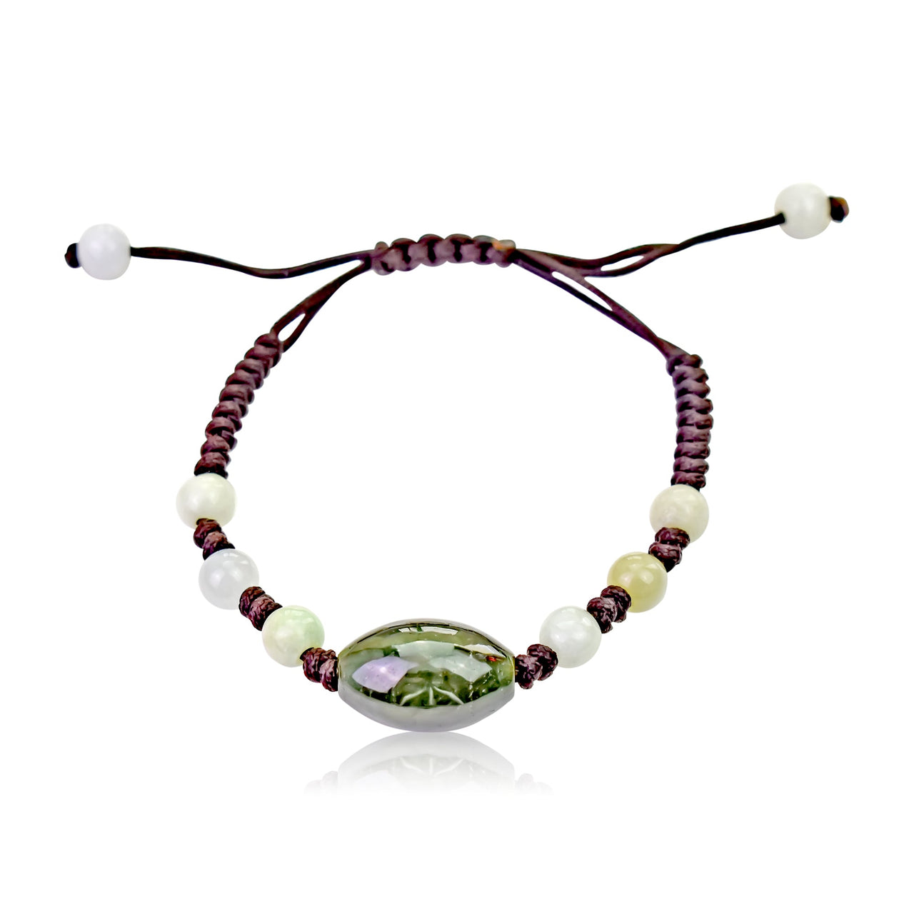 Oblong Bead Jade Adjustable Bracelet - Wisdom, Nobility, and Protection jade jewelry genuineBraceletsSerenity Jade